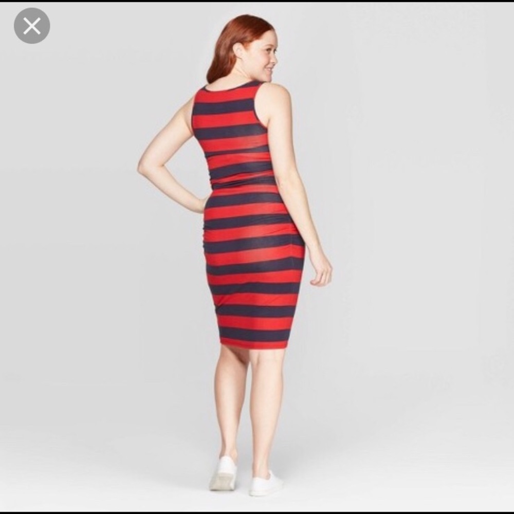 Dress Red Navy Striped Isabel Maternity XXL - Picture 2 of 3
